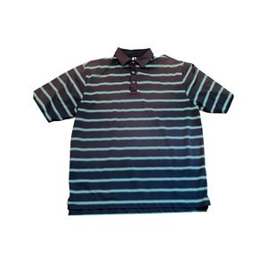 Footjoy Mens Golf Polo Shirt Short Sleeve Navy Blue Stripe FJ Logo Size XL